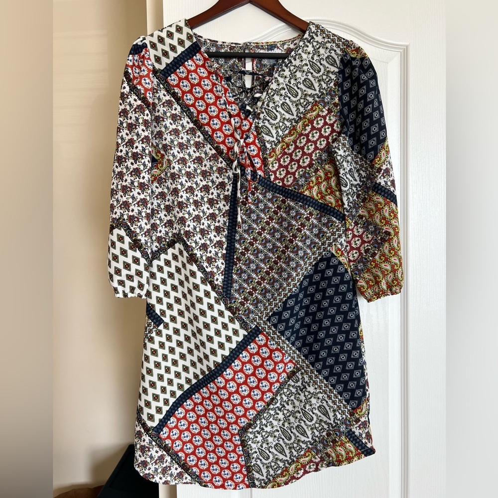 Wrangler Multicolor Patchwork Long Sleeve Dress
